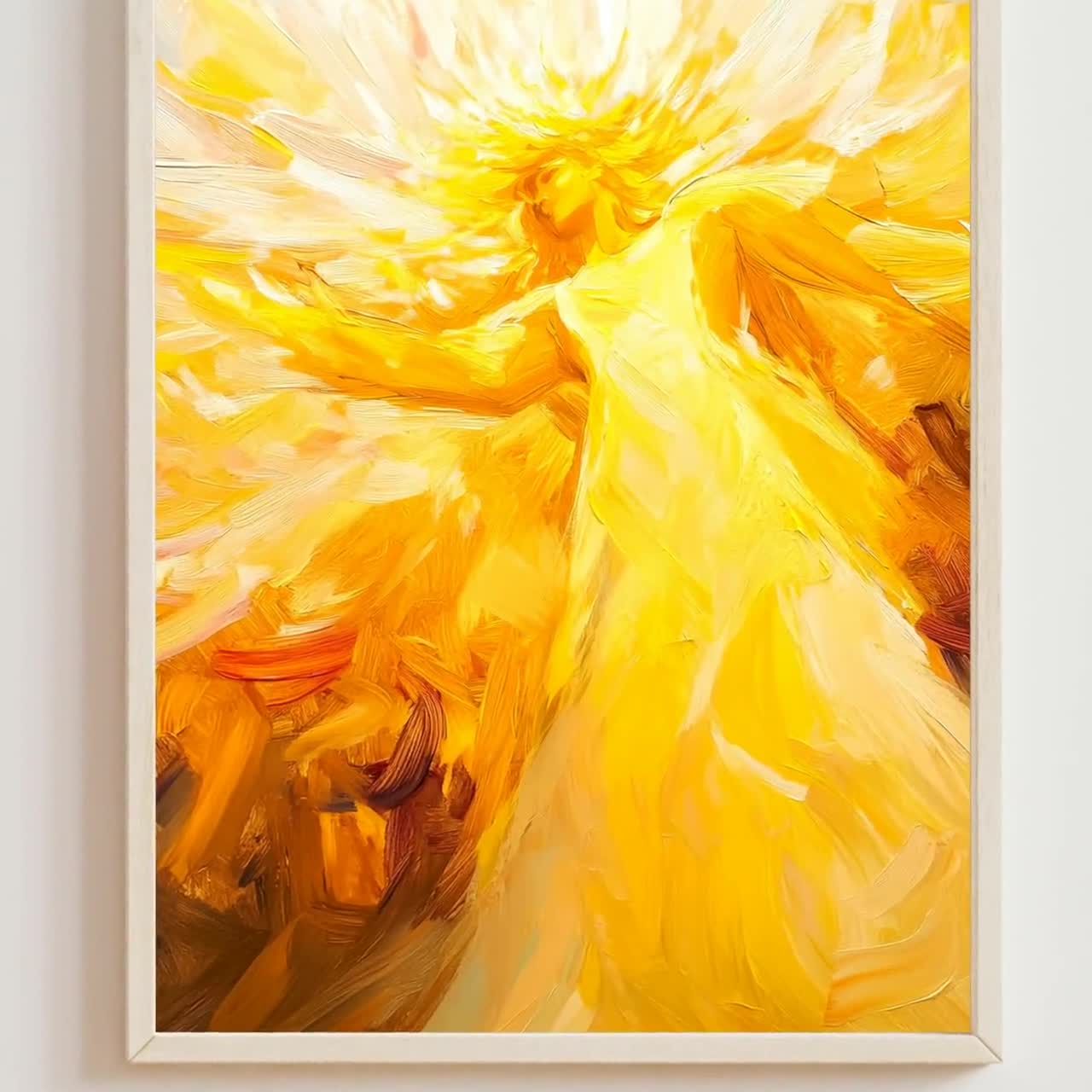 Helios Sun God Art Print: Golden Abstract Painting (digital